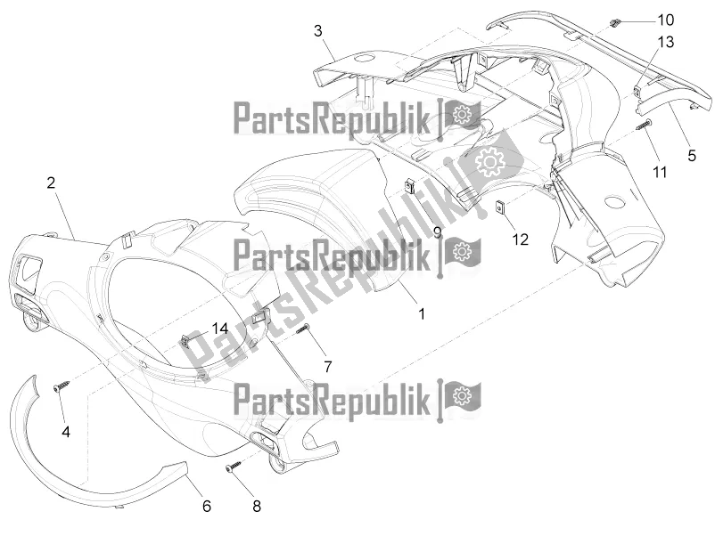 All parts for the Handlebars Coverages of the Piaggio FLY 125 4 T/3V IE 2016