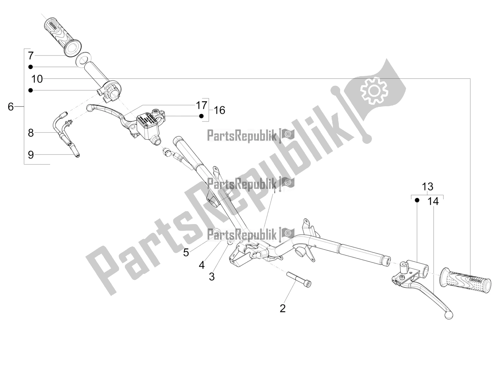 All parts for the Handlebars - Master Cil. Of the Piaggio FLY 125 4 T/3V IE 2016