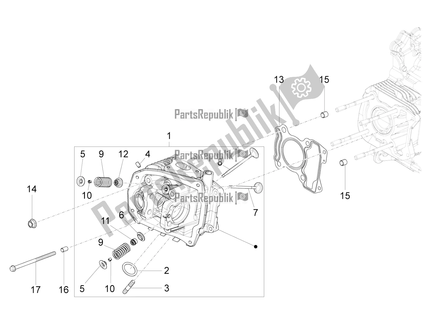 Toutes les pièces pour le Unité De Tête - Valve du Piaggio FLY 125 4 T/3V IE 2016