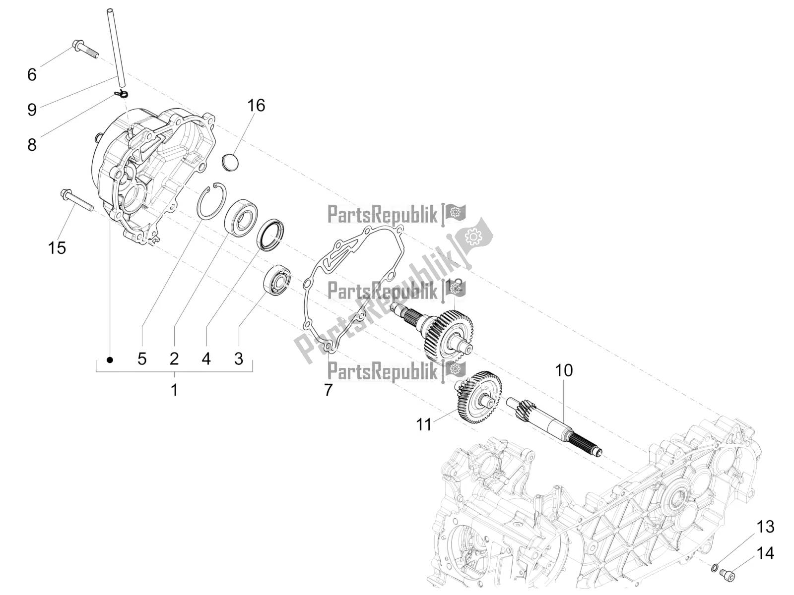 Toutes les pièces pour le Unité De Réduction du Piaggio FLY 125 4 T/3V IE 2016