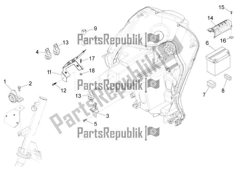 All parts for the Remote Control Switches - Battery - Horn of the Piaggio FLY 125 4 T/3V IE 2016