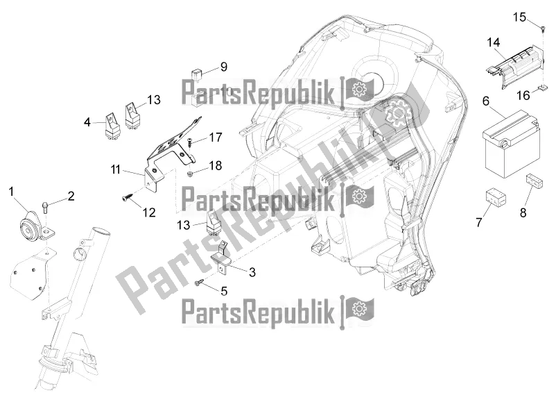 Toutes les pièces pour le Télécommandes - Batterie - Klaxon du Piaggio FLY 125 4 T/3V IE 2016