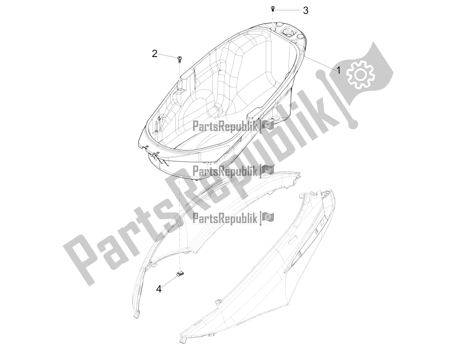 Toutes les pièces pour le Logement De Casque - Sous La Selle du Piaggio FLY 150 3V IE 2016