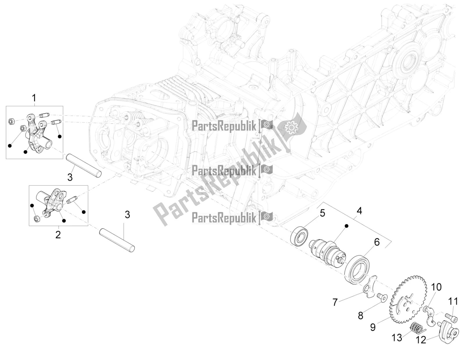 Todas as partes de Unidade De Suporte De Alavancas Oscilantes do Piaggio FLY 150 3V IE 2016