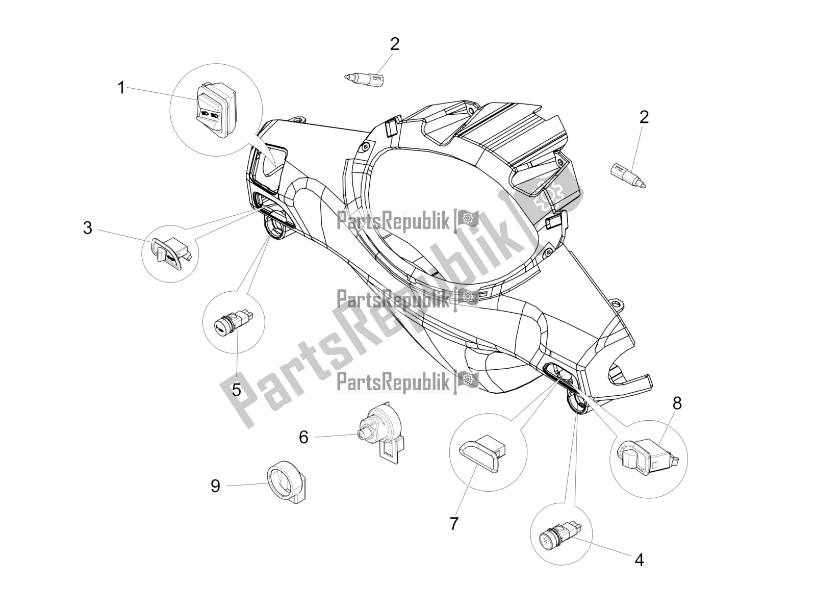 All parts for the Selectors - Switches - Buttons of the Piaggio FLY 150 3V IE 2016