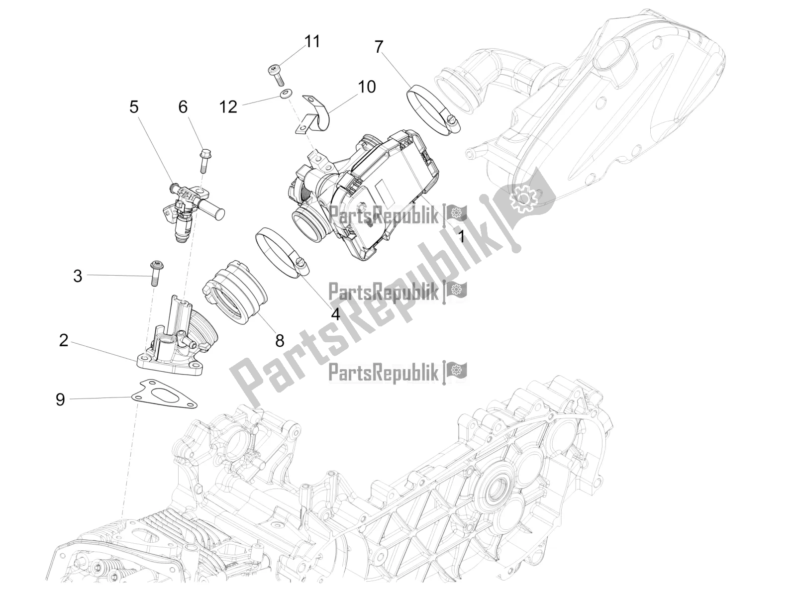 Todas as partes de Throttle Body - Injector - Induction Joint do Piaggio FLY 150 3V IE 2016