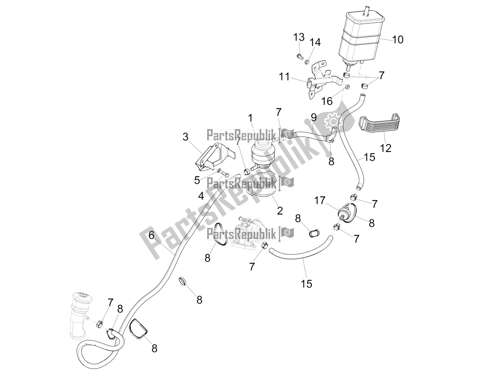 Toutes les pièces pour le Système Anti-percolation du Piaggio FLY 150 3V IE 2017