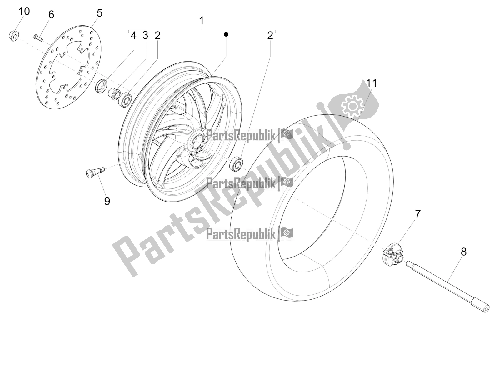 Toutes les pièces pour le Roue Avant du Piaggio FLY 150 3V IE 2017