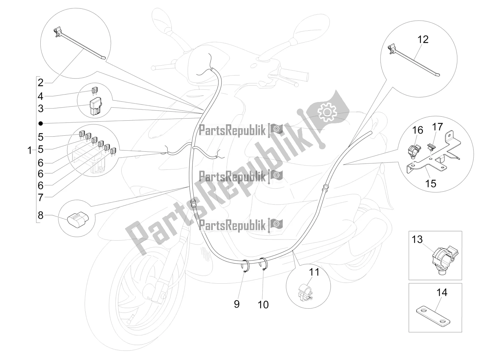 Toutes les pièces pour le Faisceau De Câbles Principal du Piaggio FLY 150 3V IE 2017