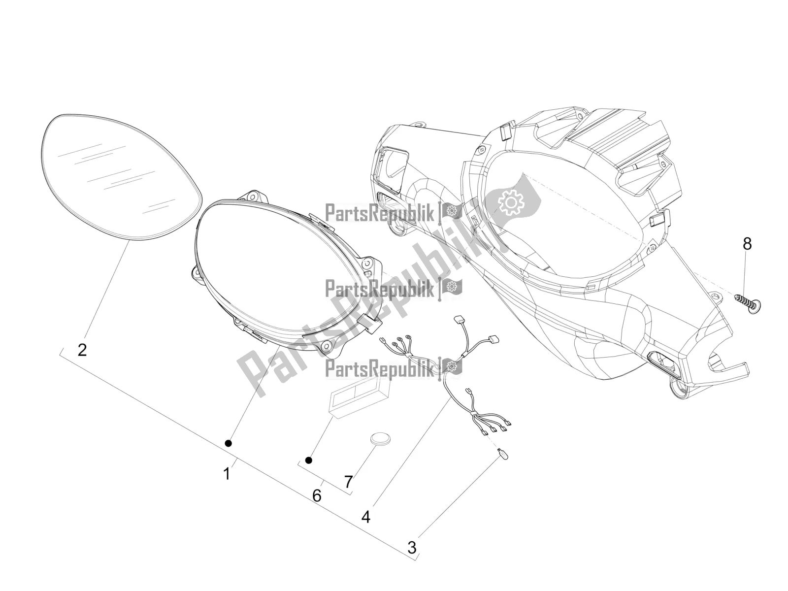 All parts for the Meter Combination - Cruscotto of the Piaggio FLY 150 3V IE 2017