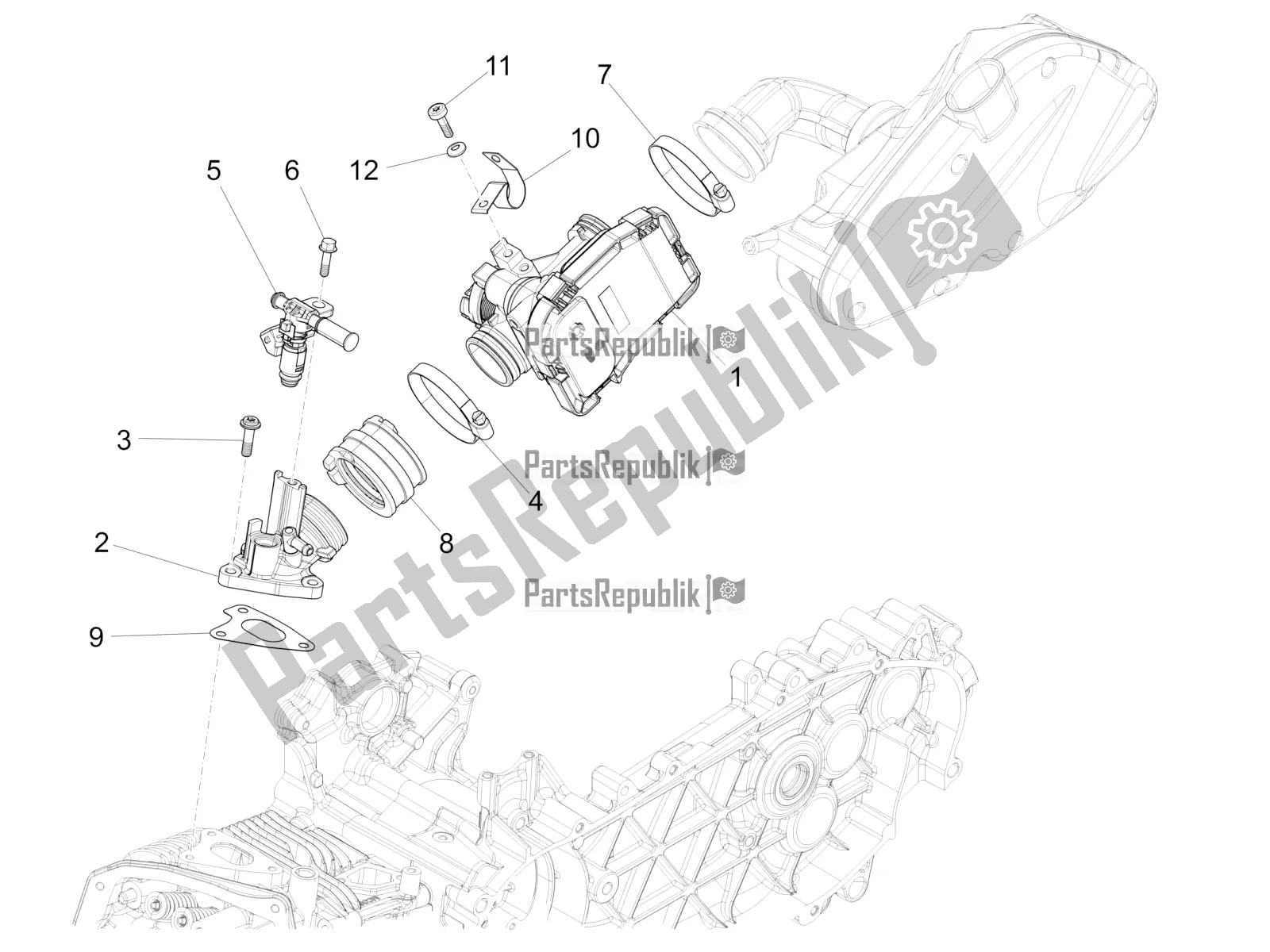 All parts for the Throttle Body - Injector - Induction Joint of the Piaggio FLY 150 3V IE 2017