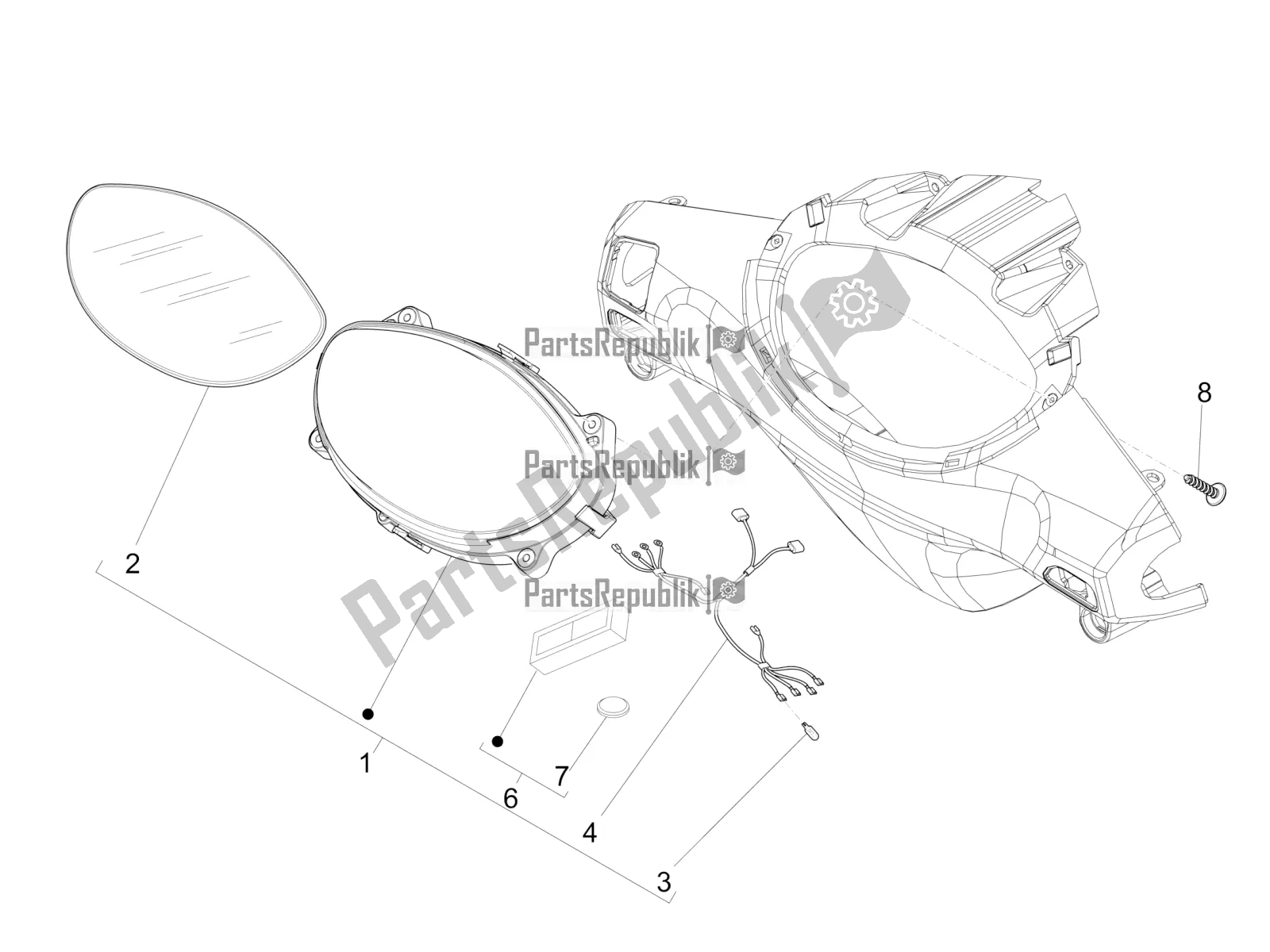 All parts for the Meter Combination - Cruscotto of the Piaggio FLY 150 3V IE 2018