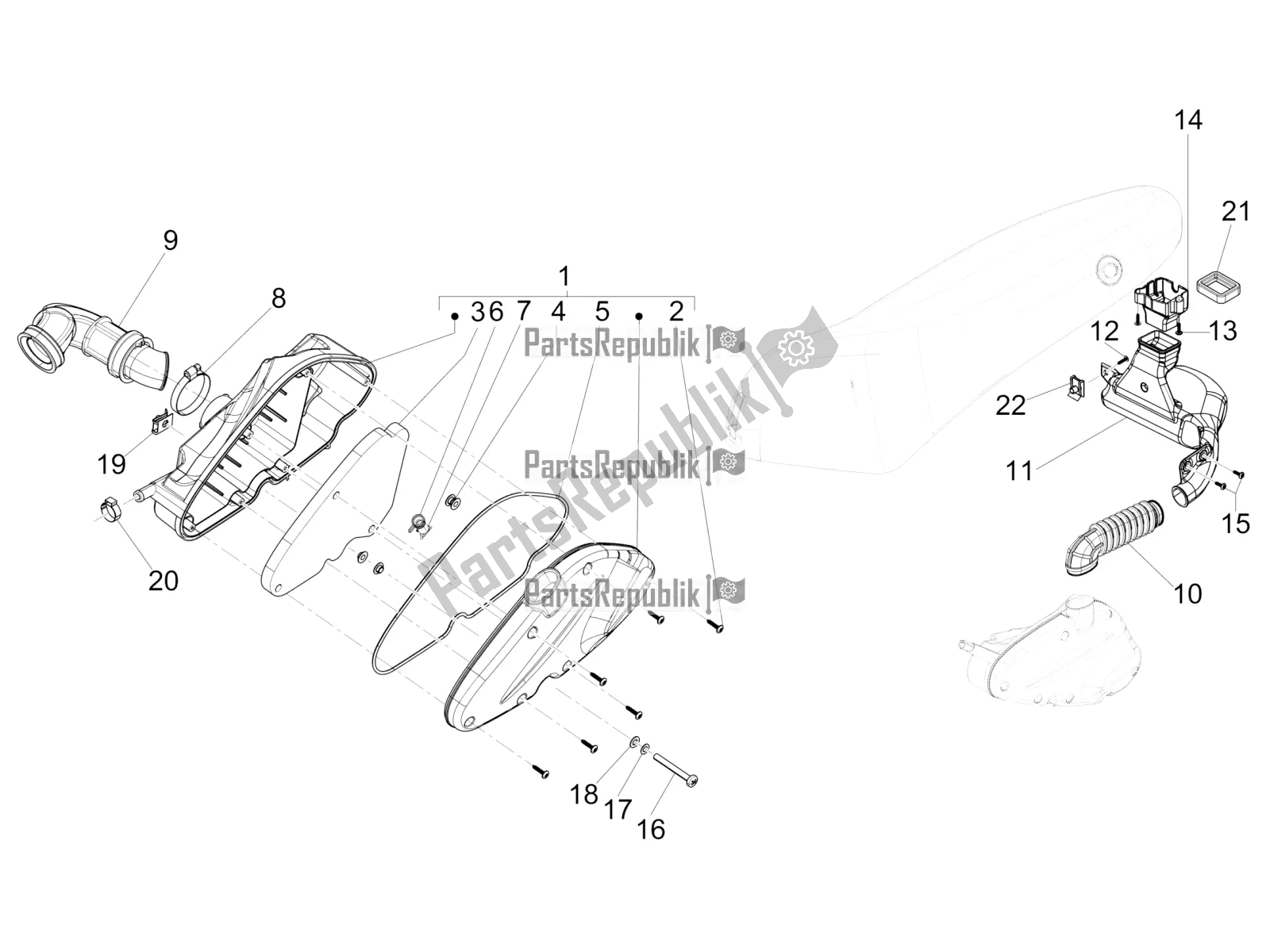 Toutes les pièces pour le Filtre à Air du Piaggio FLY 150 3V IE 2019