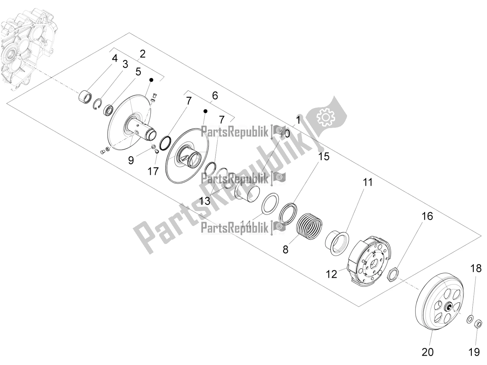 Toutes les pièces pour le Poulie Menée du Piaggio FLY 150 3V IE 2019