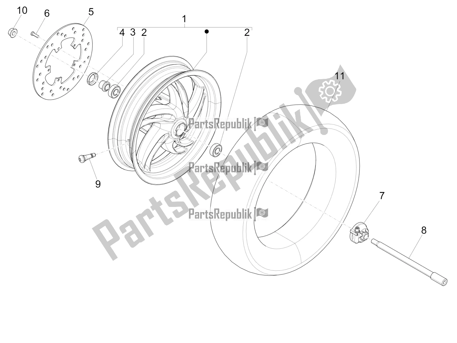 Toutes les pièces pour le Roue Avant du Piaggio FLY 150 3V IE 2019