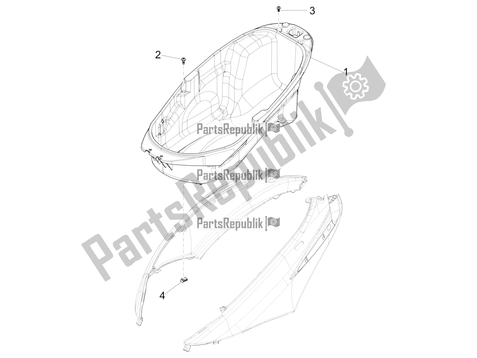 All parts for the Helmet Huosing - Undersaddle of the Piaggio FLY 150 3V IE 2019