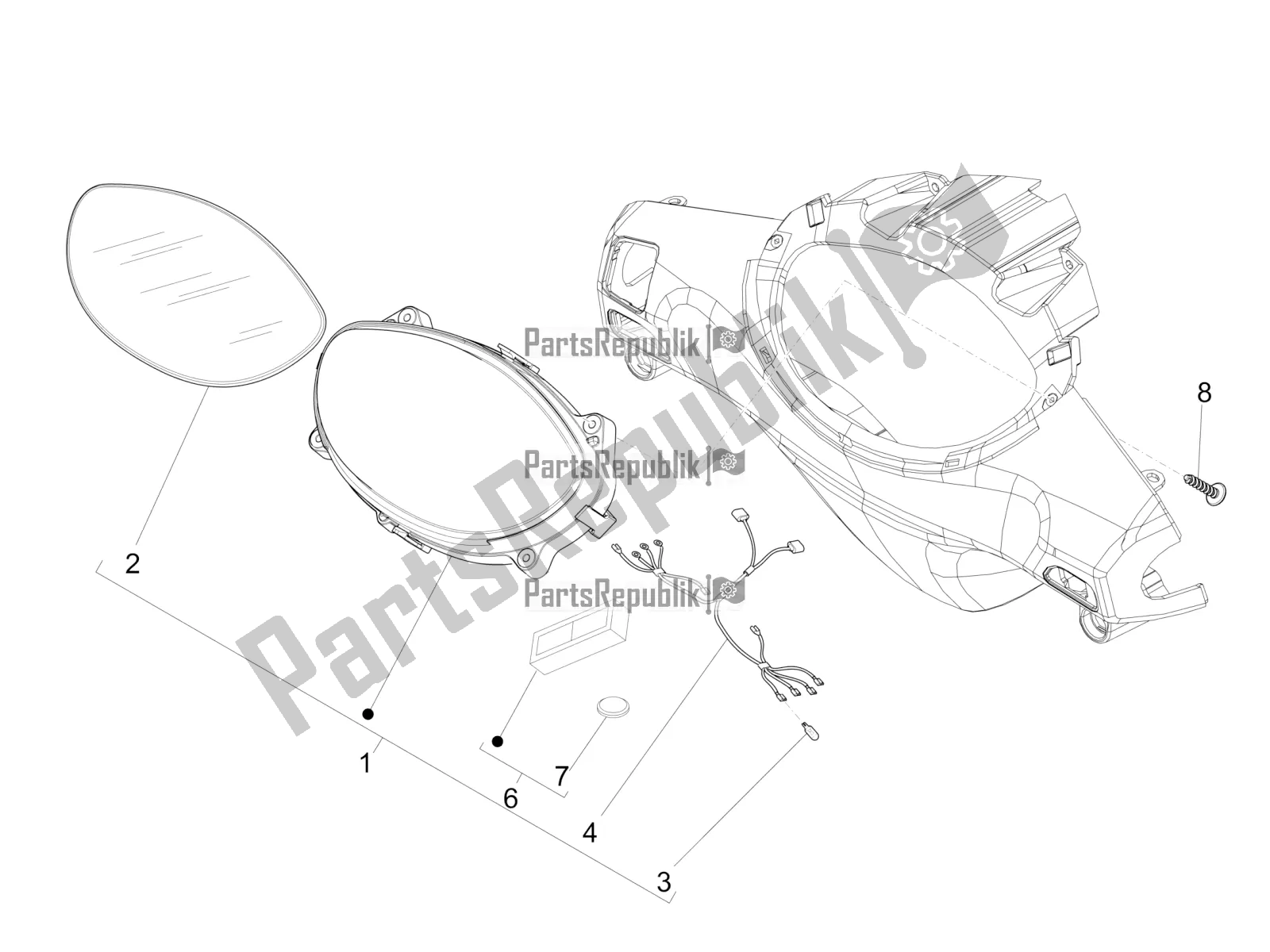 Toutes les pièces pour le Combinaison De Compteurs - Cruscotto du Piaggio FLY 150 3V IE 2019