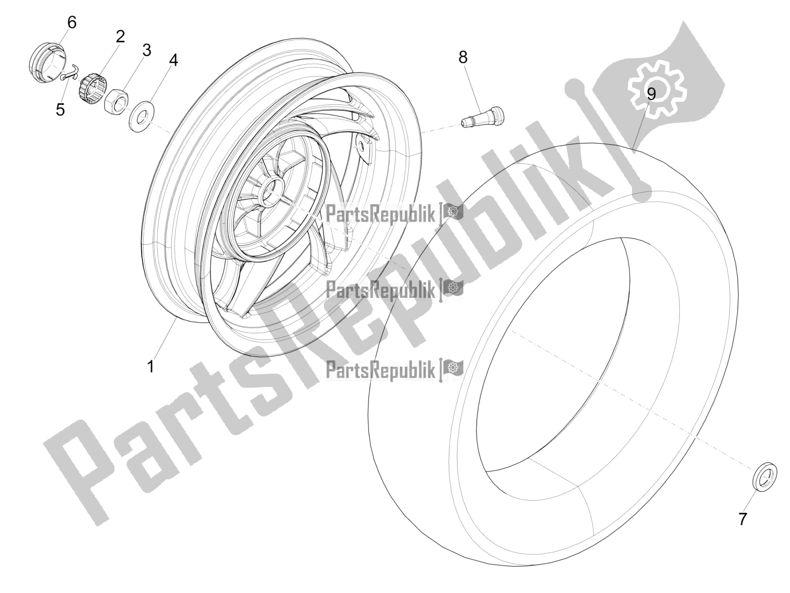 Toutes les pièces pour le Roue Arrière du Piaggio FLY 150 3V IE 2019