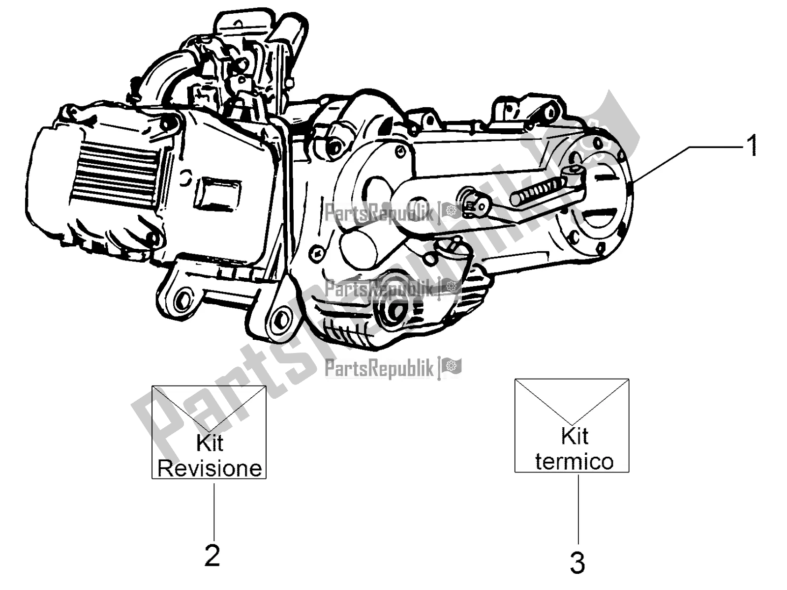 Tutte le parti per il Motore, Assemblaggio del Piaggio FLY 50 4T 2V 2016