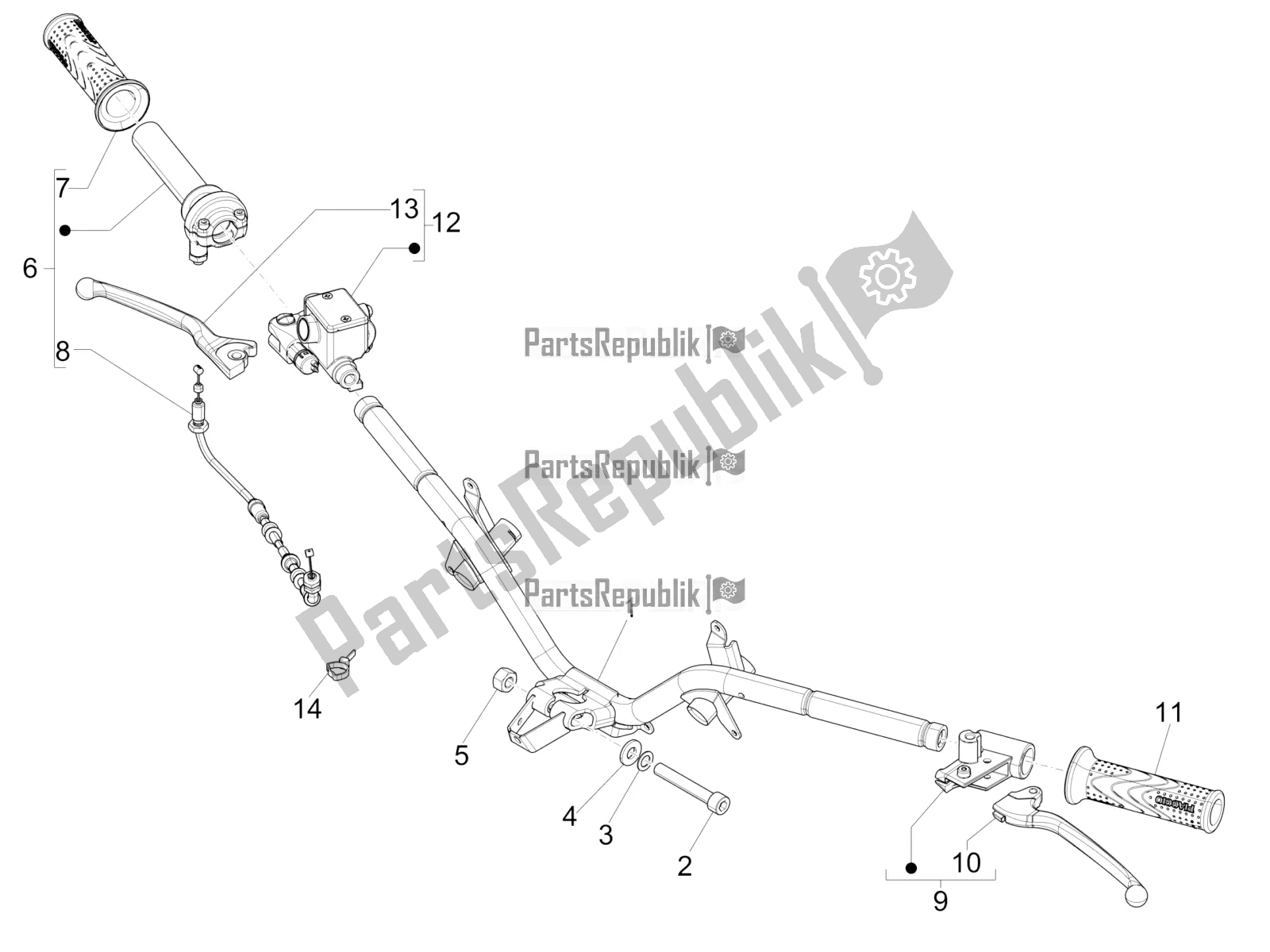 Toutes les pièces pour le Guidon - Master Cil. Du Piaggio FLY 50 4T 2V 2016