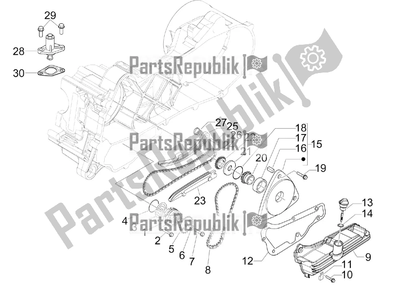 All parts for the Oil Pump of the Piaggio FLY 50 4T 2V 2016