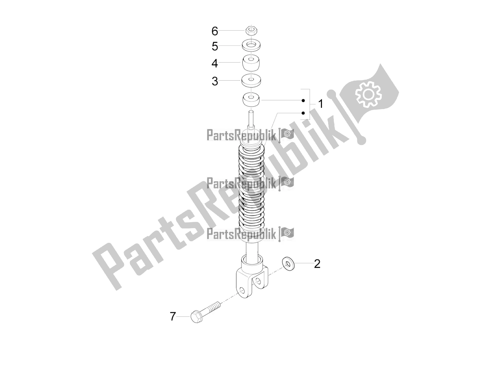 Toutes les pièces pour le Suspension Arrière - Amortisseur / S du Piaggio FLY 50 4T 2V 2016