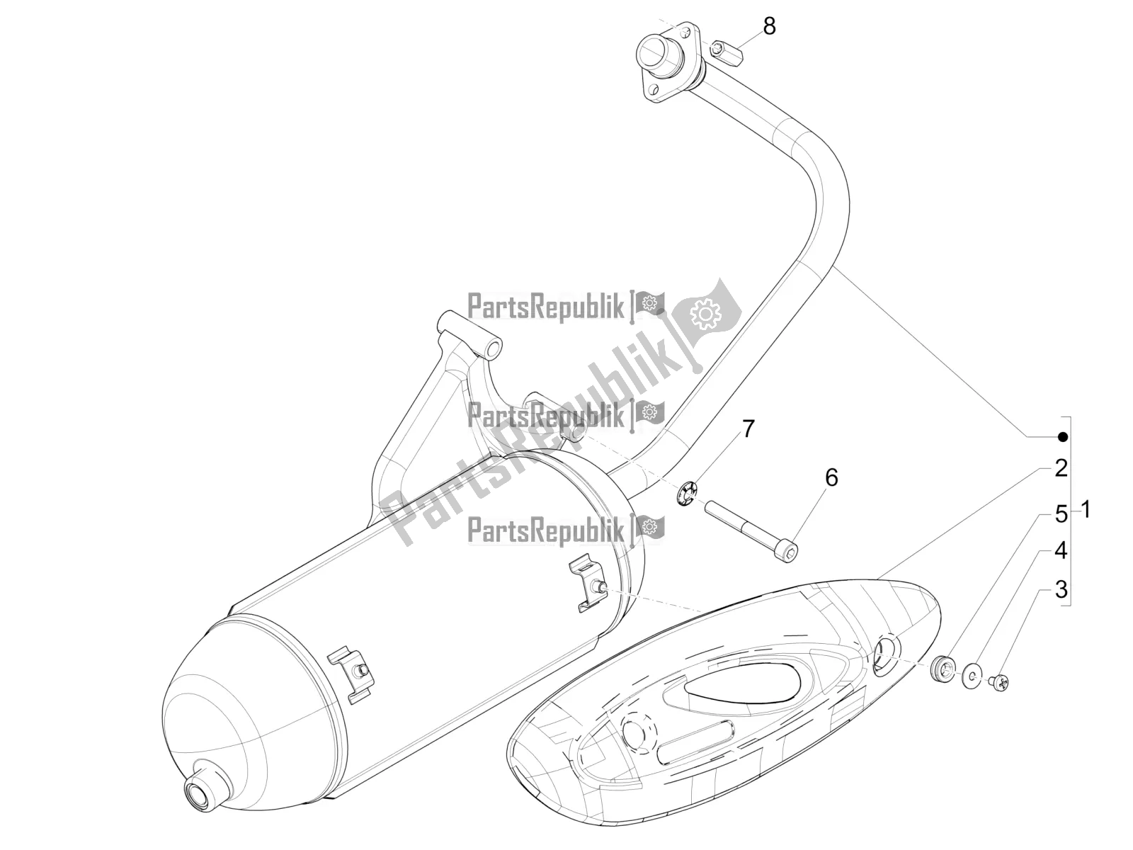 Alle onderdelen voor de Geluiddemper van de Piaggio FLY 50 4T 2V 2016