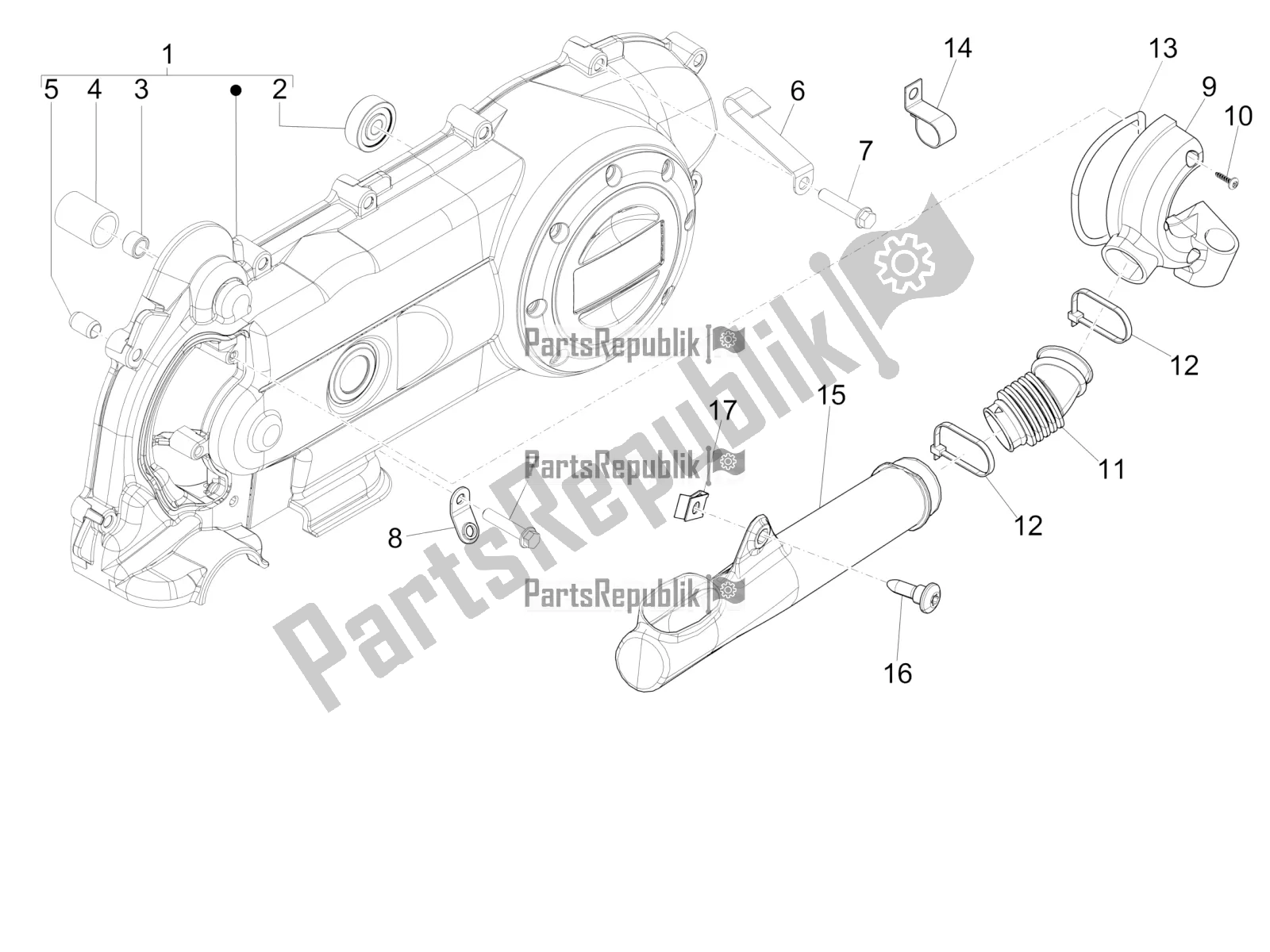 Toutes les pièces pour le Couvercle De Carter - Refroidissement Du Carter du Piaggio FLY 50 4T 2V 2017