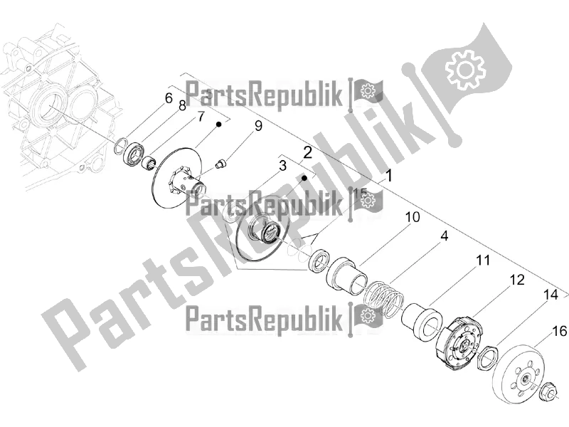 Toutes les pièces pour le Poulie Menée du Piaggio FLY 50 4T 2V 2017