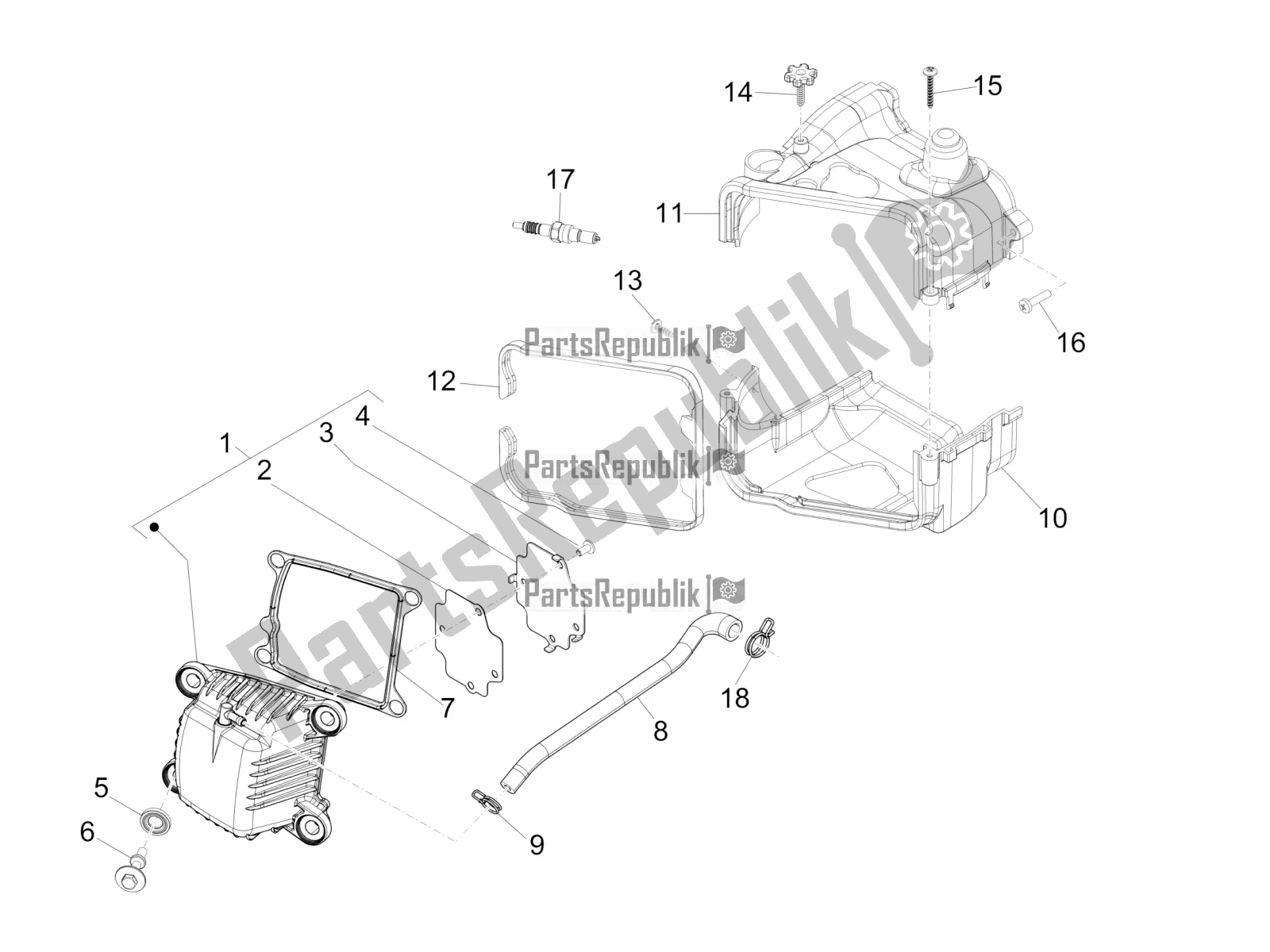 Tutte le parti per il Coperchio Della Testata del Piaggio FLY 50 4T 2V 2018