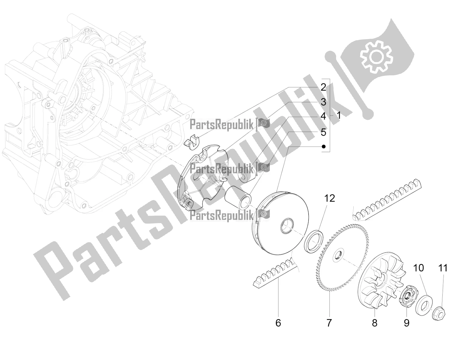 Todas as partes de Polia Motriz do Piaggio FLY 50 4T 2V 2018