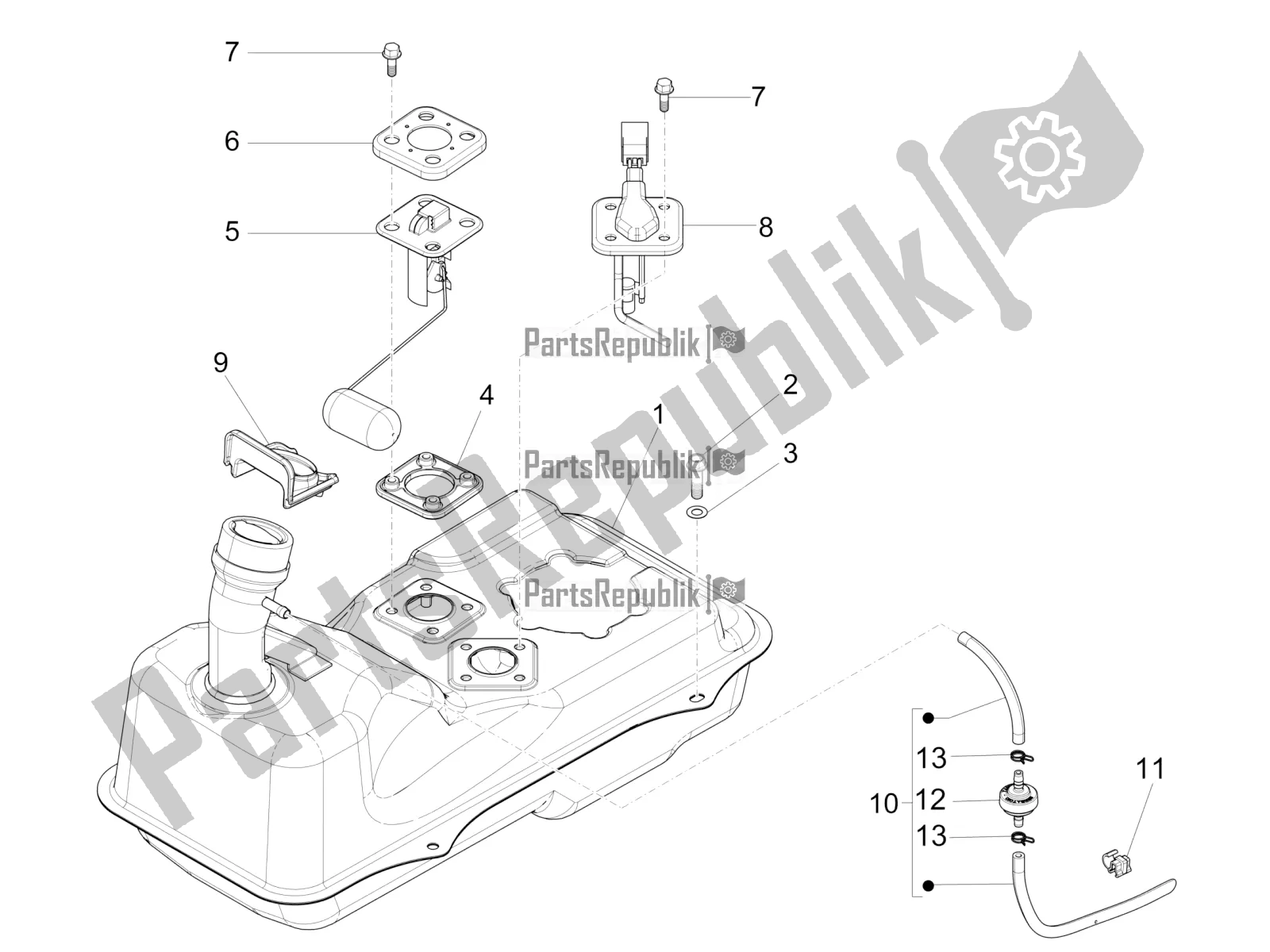 Todas las partes para Depósito De Combustible de Piaggio FLY 50 4T 2V 2018