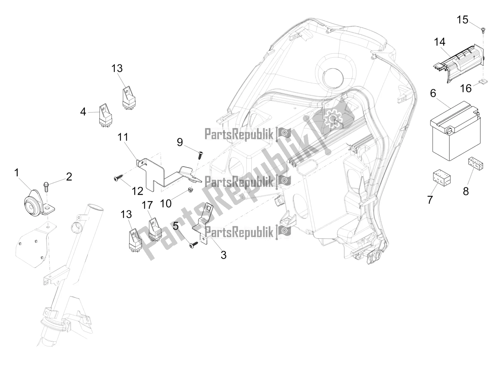 Toutes les pièces pour le Télécommandes - Batterie - Klaxon du Piaggio FLY 50 4T 2V 2018