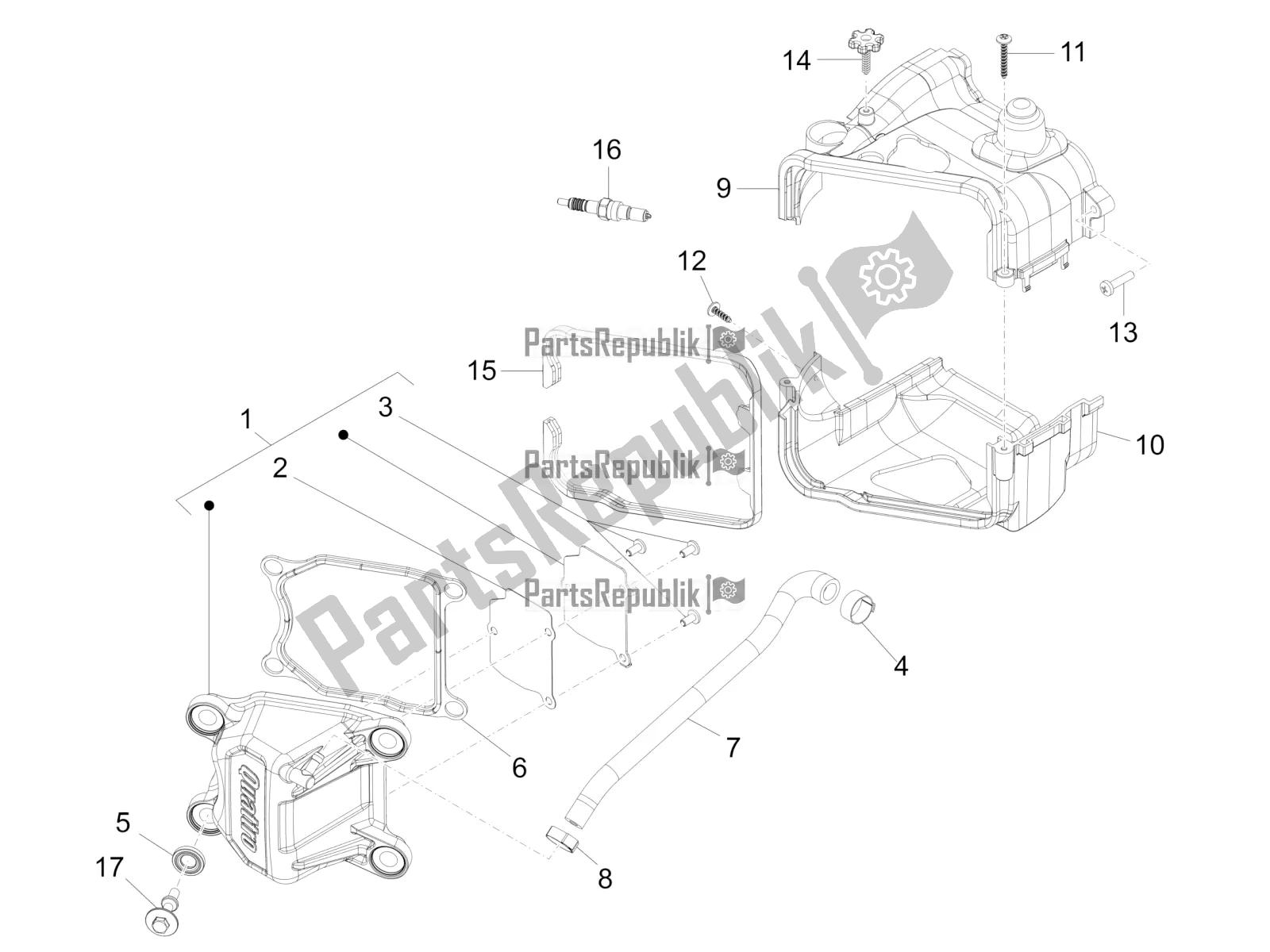 Todas las partes para Cubierta De Tapa De Cilindro de Piaggio FLY 50 4T 4V 2016