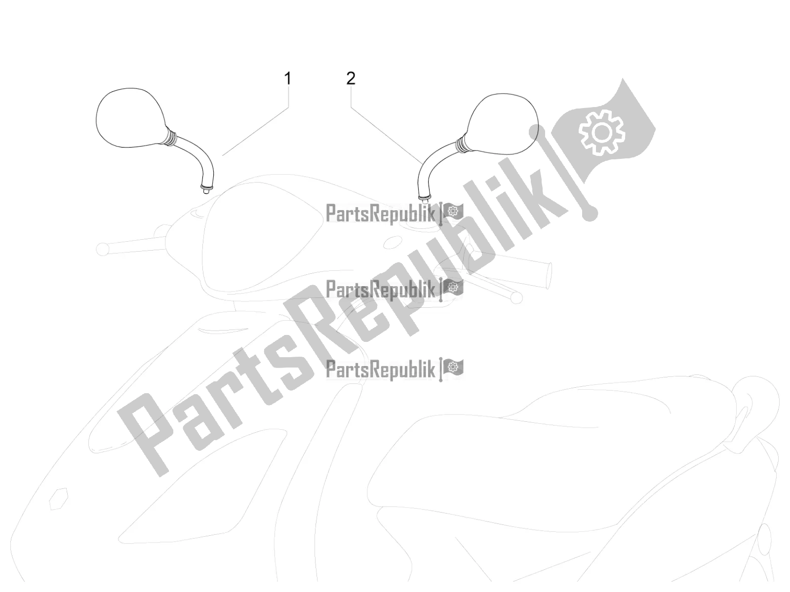 All parts for the Driving Mirror/s of the Piaggio FLY 50 4T 4V 2016