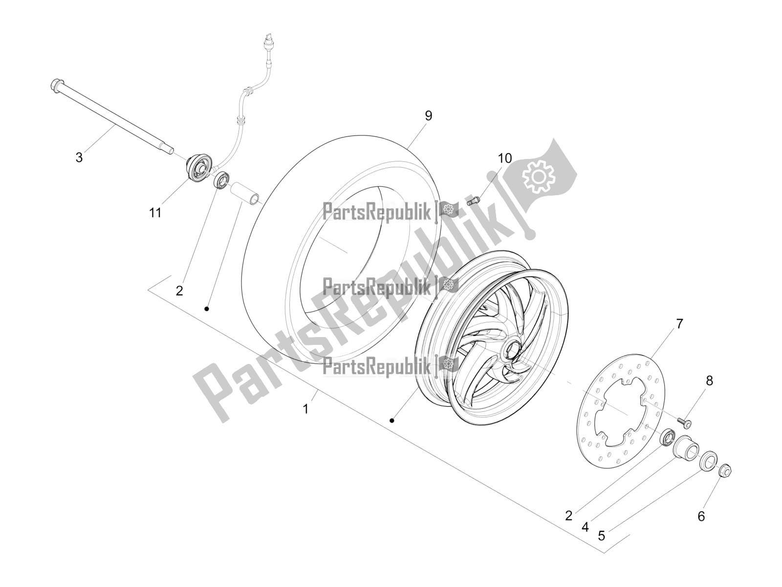 Wszystkie części do Przednie Ko? O Piaggio FLY 50 4T 4V 2016