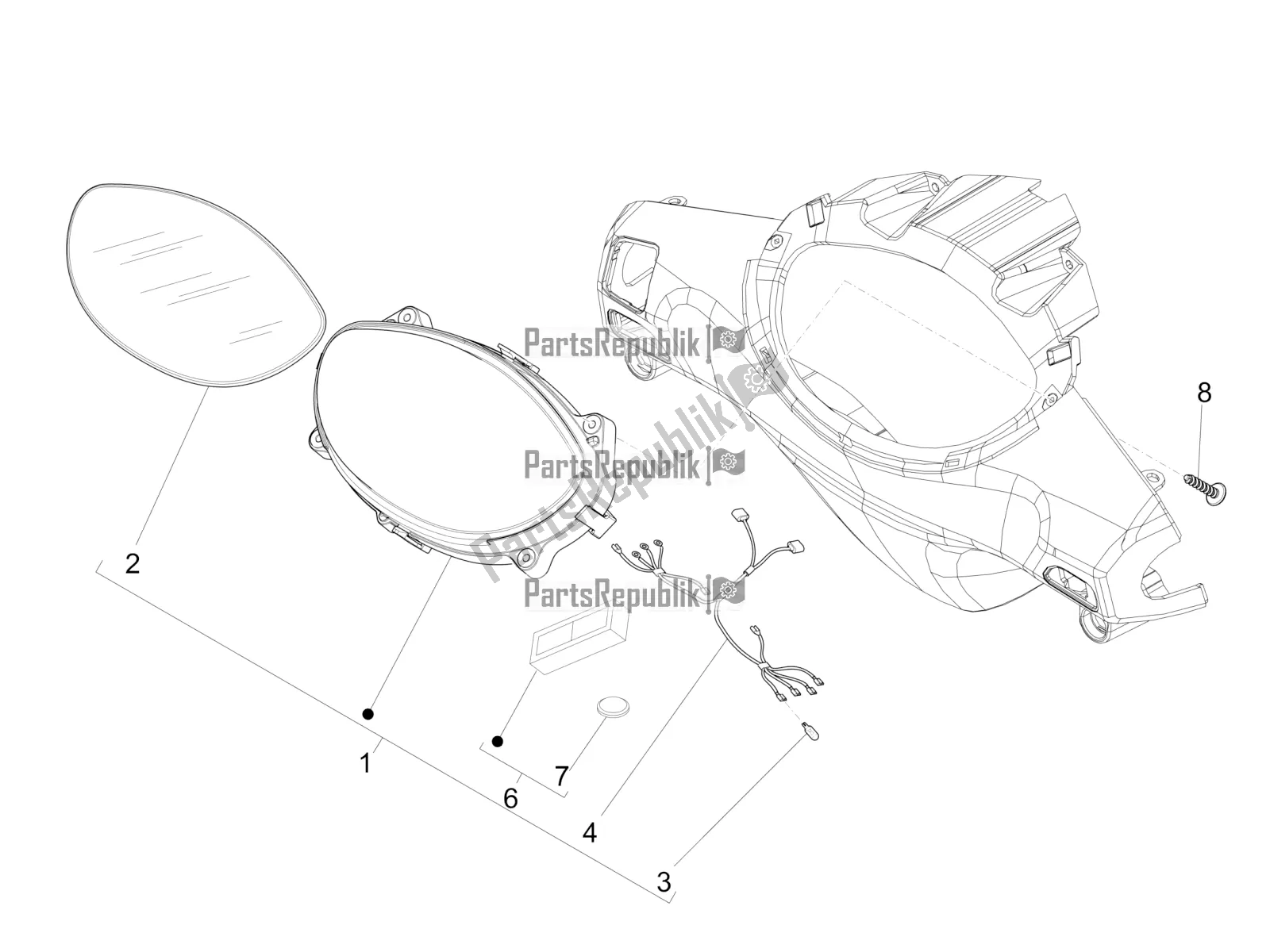 All parts for the Meter Combination - Cruscotto of the Piaggio FLY 50 4T 4V 2016