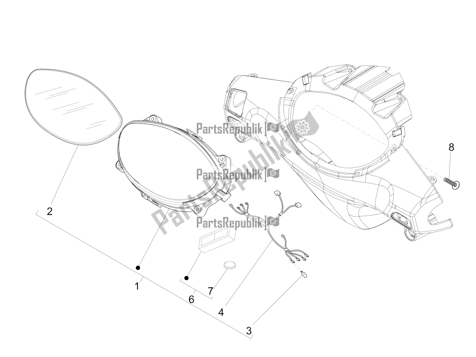 All parts for the Meter Combination - Cruscotto of the Piaggio FLY 50 4T 4V 2017