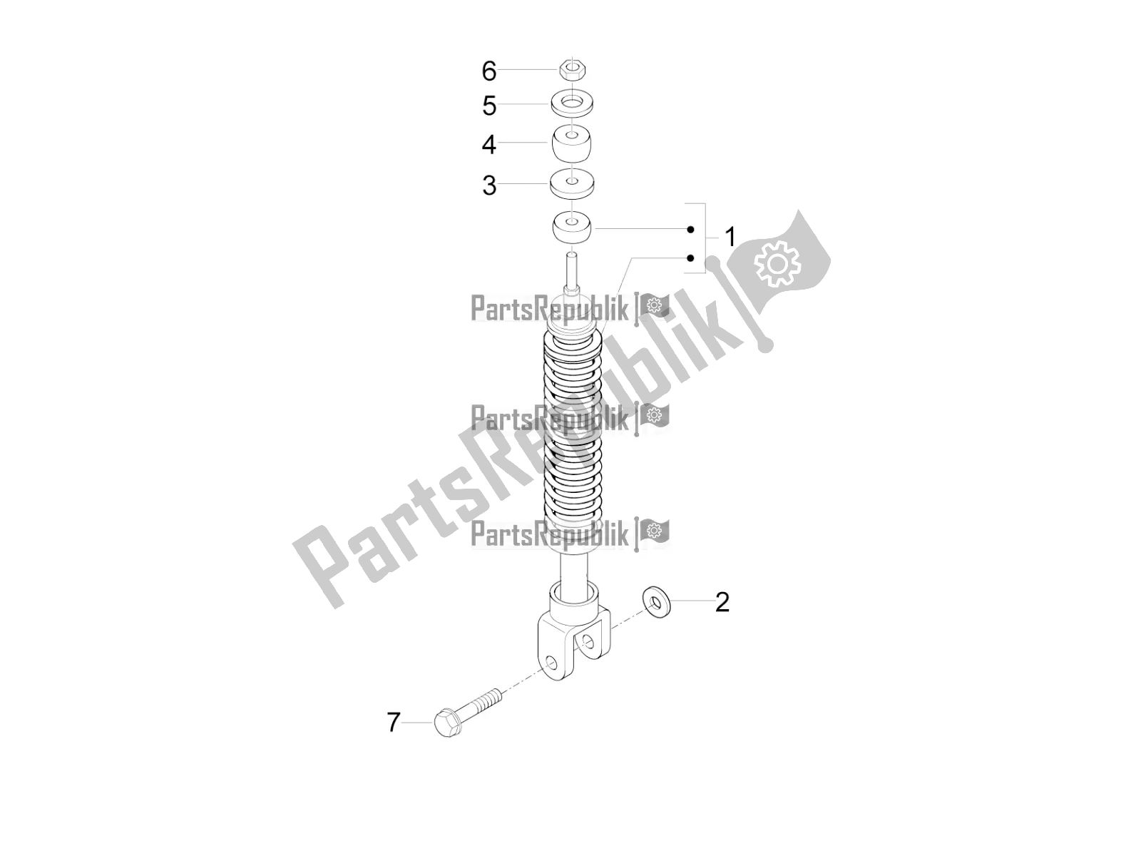 Toutes les pièces pour le Suspension Arrière - Amortisseur / S du Piaggio FLY 50 4T 4V 2017