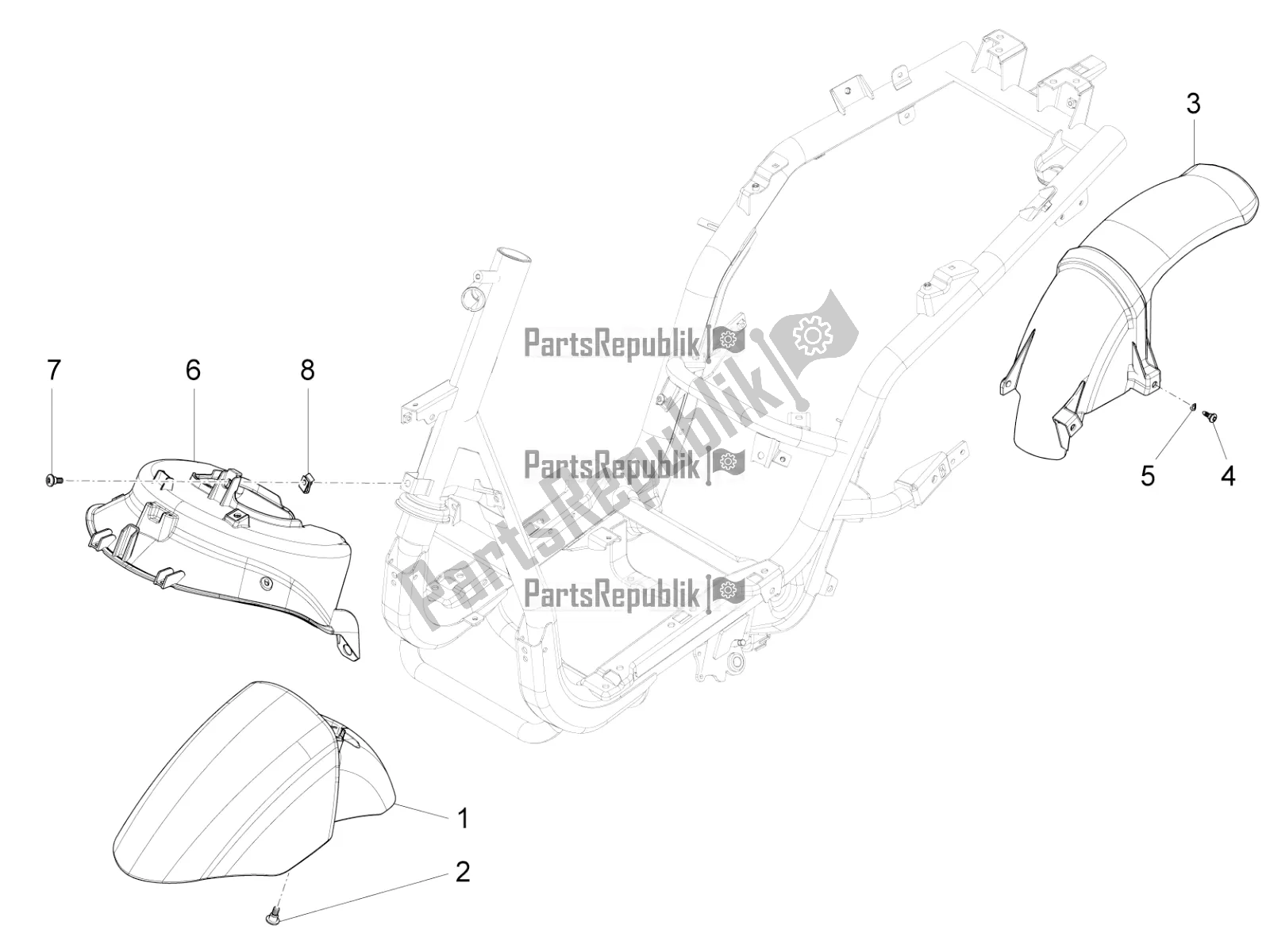 Toutes les pièces pour le Logement De Roue - Garde-boue du Piaggio FLY 50 4T 4V 2017