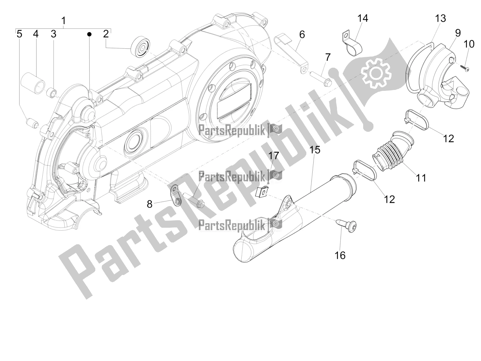 All parts for the Crankcase Cover - Crankcase Cooling of the Piaggio FLY 50 4T 4V 2018