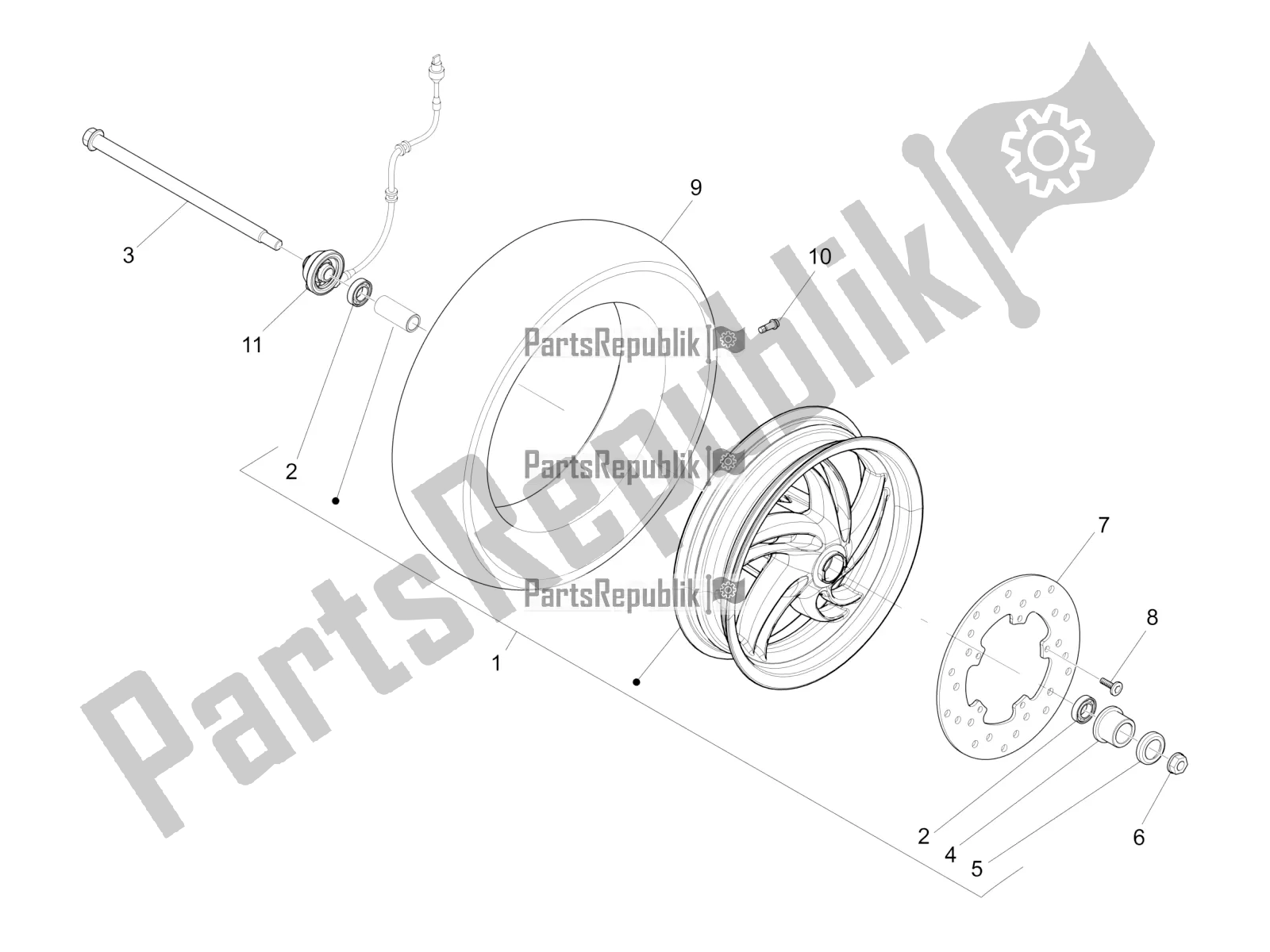 Toutes les pièces pour le Roue Avant du Piaggio FLY 50 4T 4V 2018