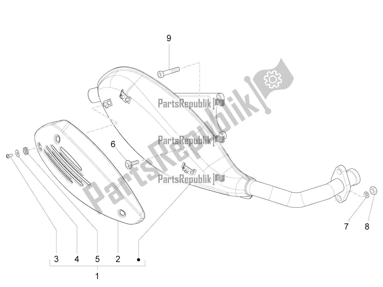 Toutes les pièces pour le Silencieux du Piaggio FLY 50 4T 4V 2018