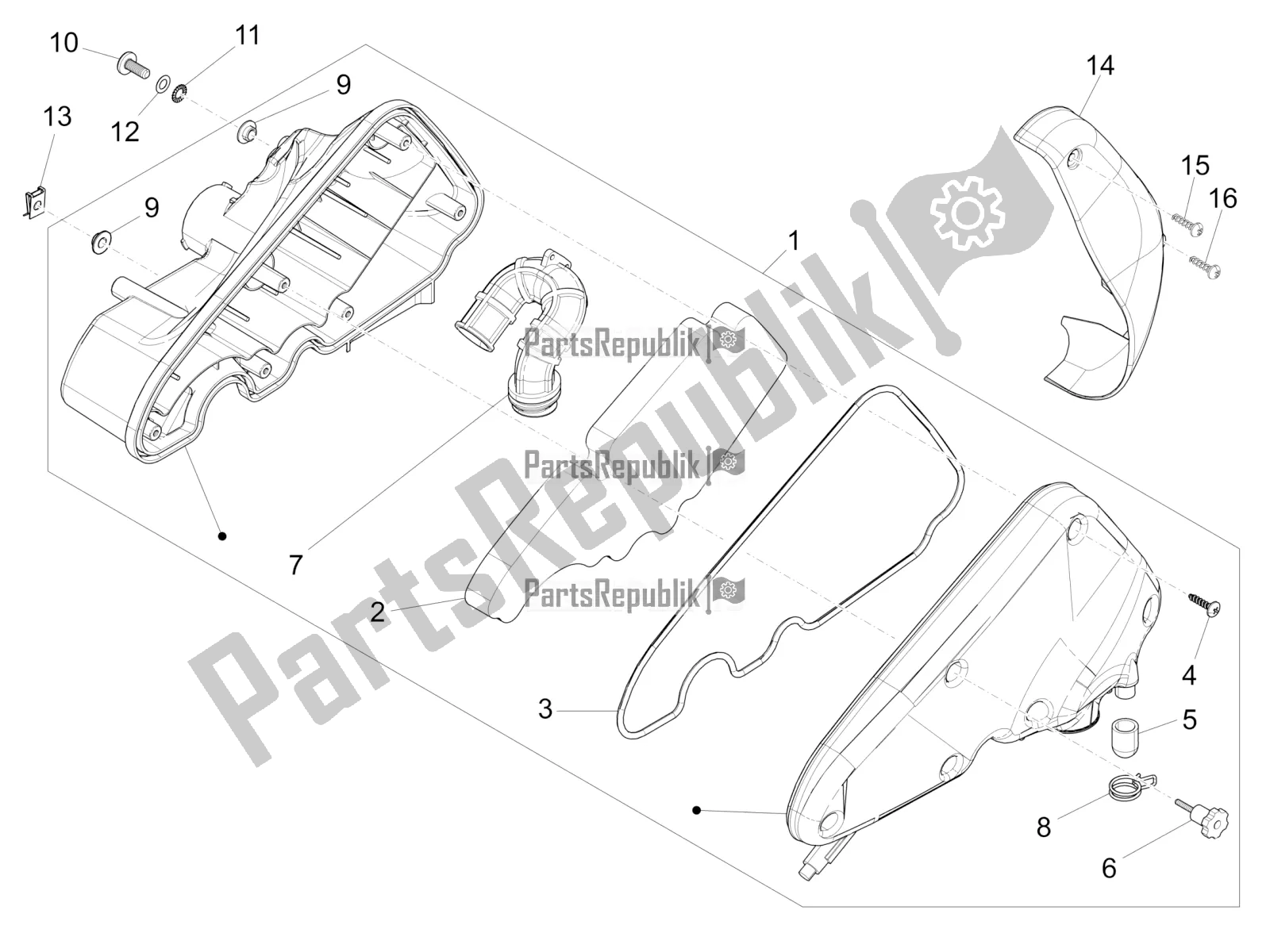 Toutes les pièces pour le Filtre à Air du Piaggio FLY 50 4T 4V USA 2016