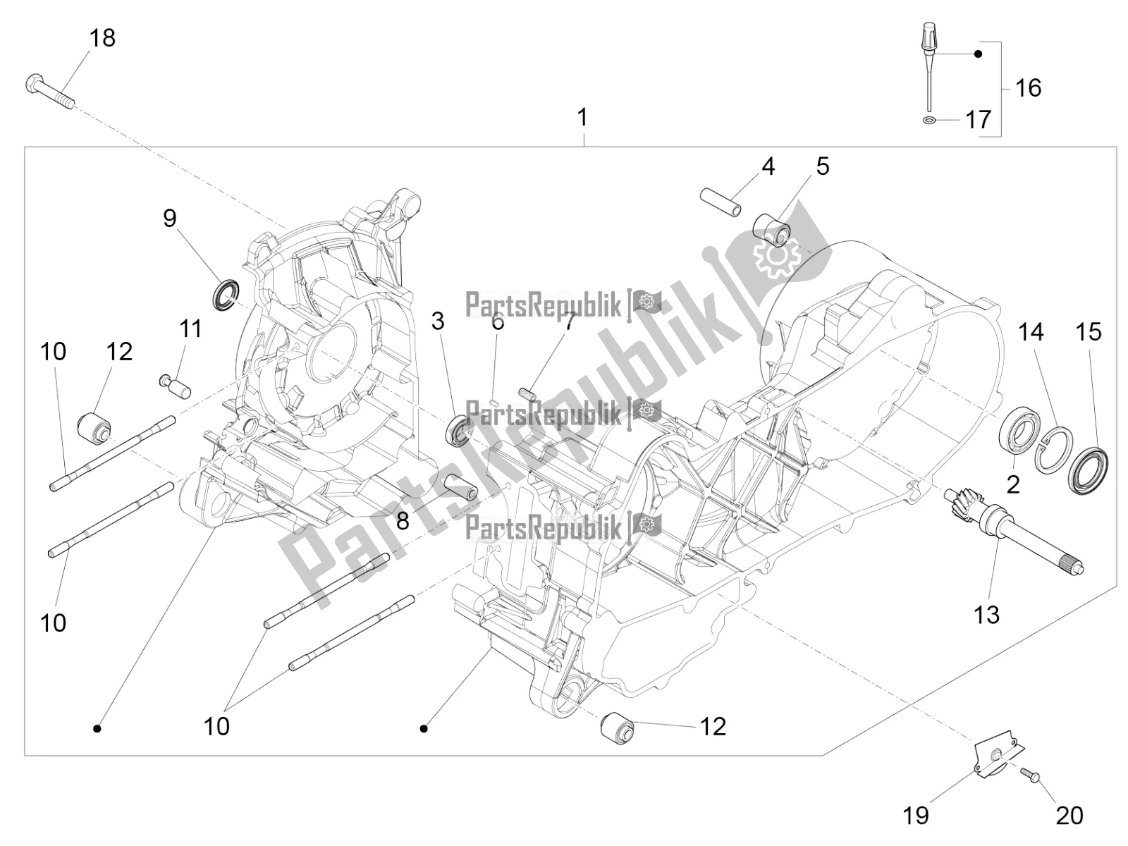 Tutte le parti per il Carter del Piaggio FLY 50 4T 4V USA 2016