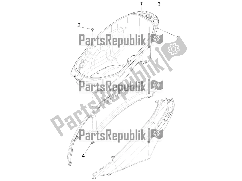 Toutes les pièces pour le Logement De Casque - Sous La Selle du Piaggio FLY 50 4T 4V USA 2016