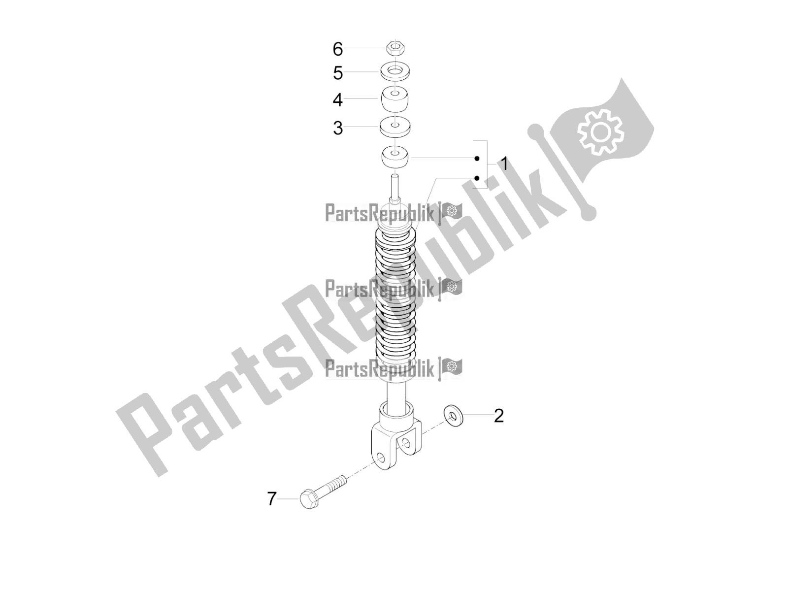 Toutes les pièces pour le Suspension Arrière - Amortisseur / S du Piaggio FLY 50 4T 4V USA 2016