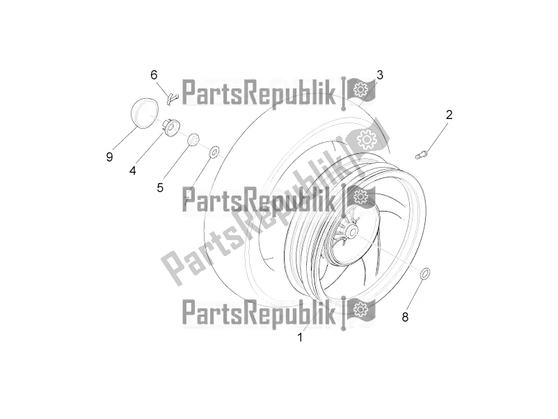 Alle onderdelen voor de Achterwiel van de Piaggio FLY 50 4T 4V USA 2016