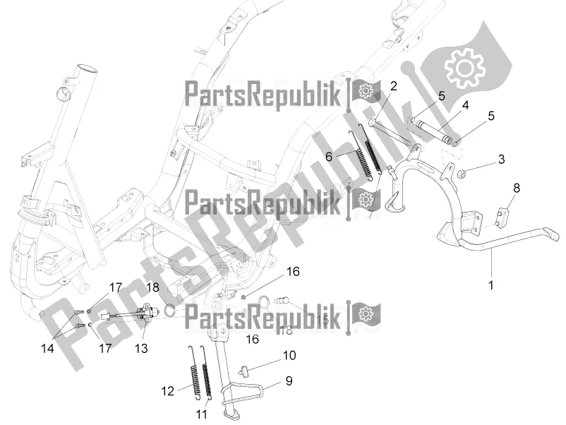 Alle onderdelen voor de Stand / S van de Piaggio FLY 50 4T 4V USA 2016