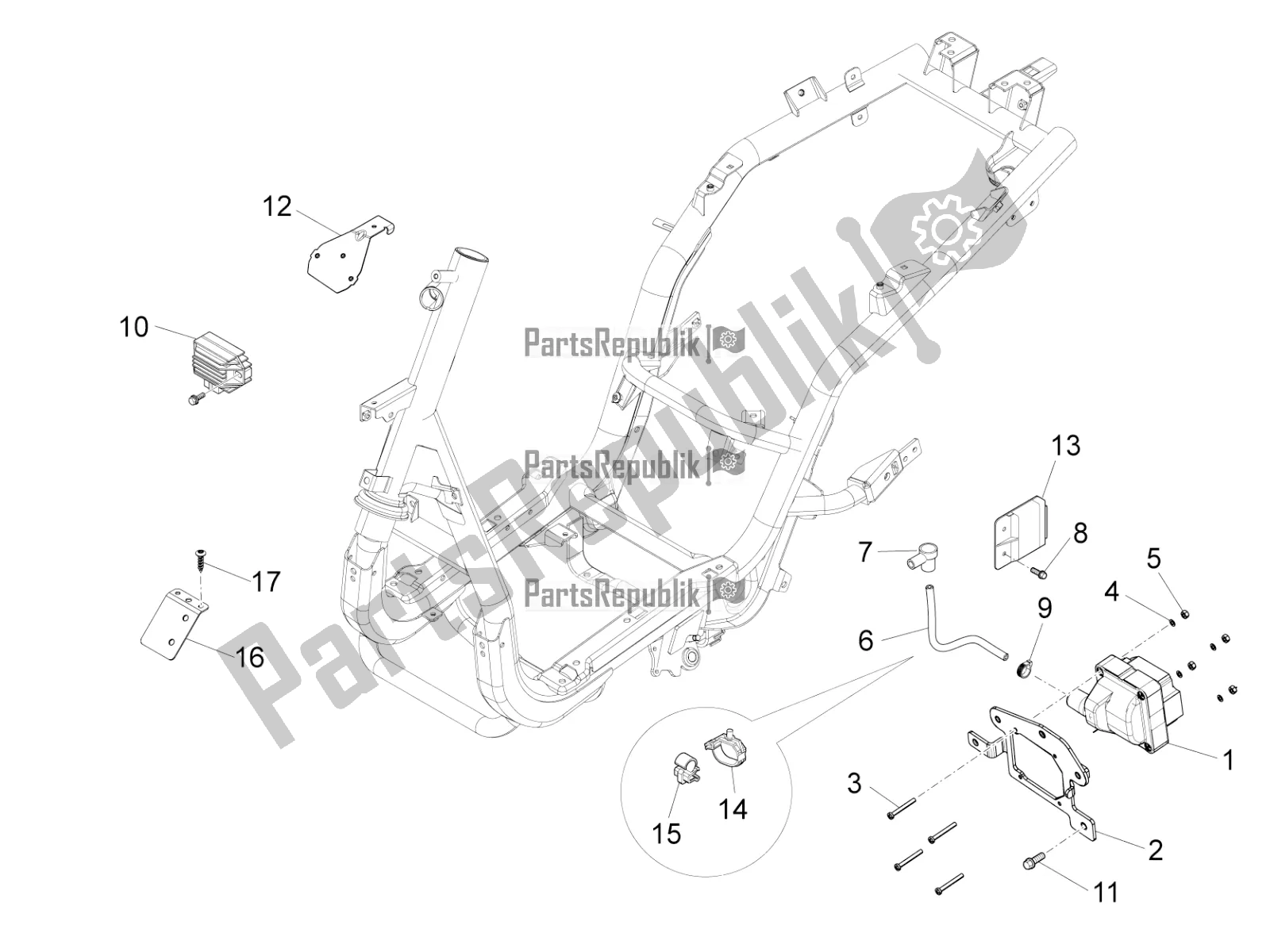 All parts for the Voltage Regulators - Electronic Control Units (ecu) - H. T. Coil of the Piaggio FLY 50 4T 4V USA 2016